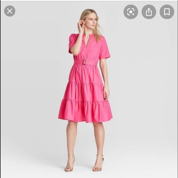 Who What Wear Dresses & Skirts - Who What Wear Women’s Tiered Pink Midi Dress